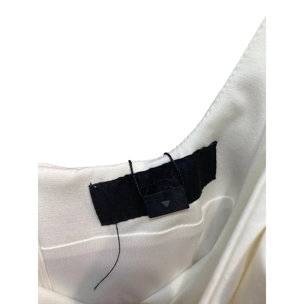 Zara White small bow Shoulder Square Neck Mini Dress Bodycon graduation preppy - Picture 2 of 3